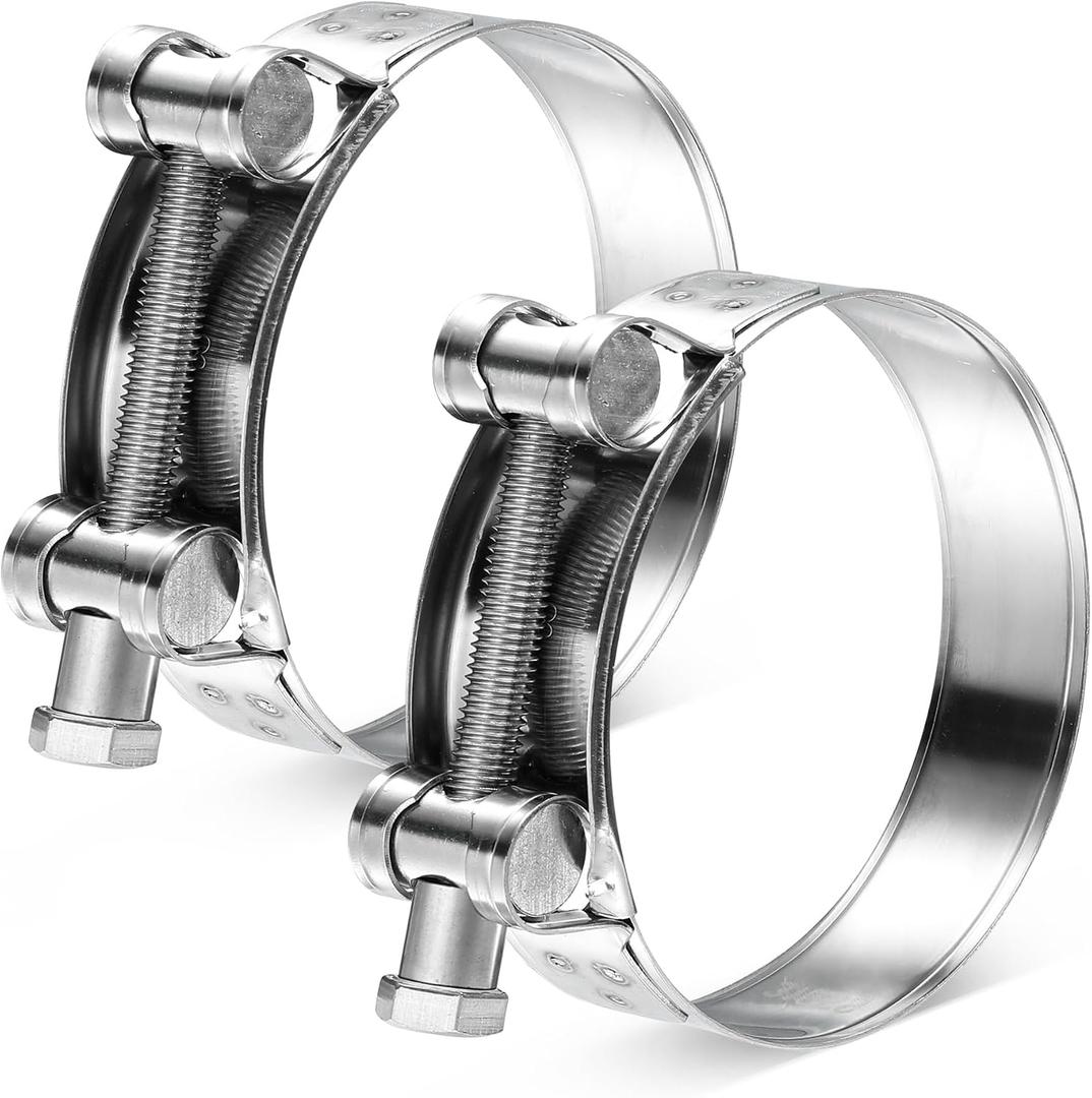 AKIHISA T-Bolt Hose Clamp,68-73mm OD Range 304 Stainless Steel Pipe Strap Clamp, Adjustable Heavy Duty Tube Clamp (2Pack, 2.68" to 2.87")