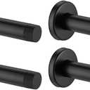 JQK Door Stopper Black, 304 Stainless Steel Thicken 1mm Sound Dampening Door Stop Bumper Wall Protetor 4 Pack, Matte Black, DSB5-PB-P4