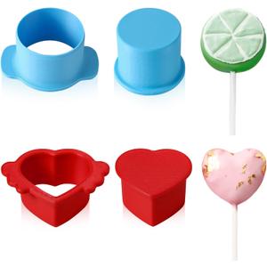 2 x Circle and Heart Cake Pop Cutter and Pusher, 3D Printed Cake Pop Molds Shapes Press Set, Baking Tools for Home Baking, Birthday Parties, Wedding Desserts