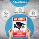 2 PC 24 Hour Video Surveillance Sign, Reflective 7x10 Aluminum Smile You're On Camera Signs Outdoor, Weatherproof Security Camera Warning Signs for Home & Business, UV Protected Rust-Free