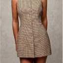 SOLY HUX Women's Plaid Button Down Dress Crew Neck Sleeveless Tie Back Work Office Mini Dresses (M)