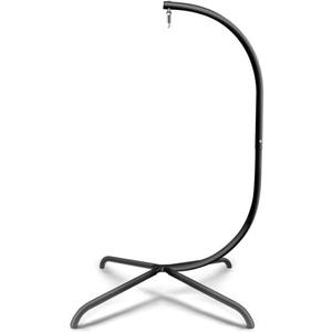 Elevon Hammock Chair Swing Stand, Hanging C-Stand with Buckle and Spring Hook, Heavy Duty Steel Hanging Hammock Max Load 350lbs, Hammock Stand Only, Outdoor Indoor Bedroom Patio Garden Balcony - Black