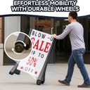 24"x39" Changeable Message Board Sidewalk Sign, Standard Portable A-Frame Sign & Letter Kit for Outdoor,Business, Large Black Standing Frame with Wheels, Water-Fillable and Wind-Resistant