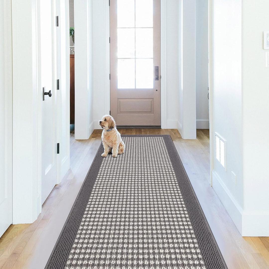Ileading Laundry Room Runner Rug 2'x6' Non Slip Farmhouse Kitchen Floor Mats with Rubber Backing Machine Washable Grey Indoor Decor Carpet for Doormat Hallway Entryway Petmat Garage Balcony