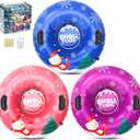 Snow Tube, 36 3Packs/4Packs Snowman Snow Tubes for Kids & Adults, Durable Cold-Resistant Inflatable Snow Sled, Sledding Heavy-Duty Hard Bottom & Handles, Perfect Family Snow Toys Xmas Gifts (blue, pink, purple)