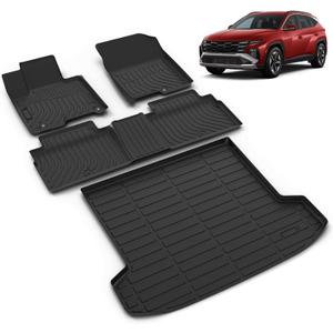 All Weather Car Floor Mats & Cargo Liner Set Fit for Hyundai Tucson Plug-in Hybrid 2022-2025 2026 Floor Liners Trunk Liner Tucson Plug-in Hybrid Cargo Mat Accessories Black
