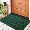 Dunzy St. Patrick's Day Front Door Mat Green Clover Shamrock Rubber Doormat Anti-Slip Irish Festival Welcome Mat Absorbent Muddy Dirt Resist Rug for Holiday Bedroom Home Kitchen