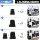 Home It Adjustable Bed Risers - Elevation in 3, 5 or 8 Inch - Heavy Duty Stackable Furniture Risers Supports 1,300 lbs - for Under-Bed Storage, College Dorms, Table and Couch, 4 Pack Bed Lifts Black