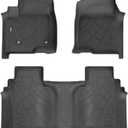 KARPAL Floor Mats Fit for 2019-2024 2025 Chevrolet Silverado 1500/GMC Sierra 1500, 2020-2025 Chevy Silverado/GMC Sierra 2500HD/3500HD Crew Cab, TPE All Weather Floor Liner Car Mats, Front & 2nd Row