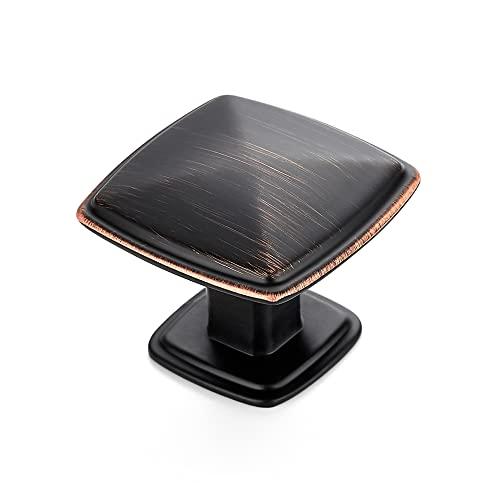 Ravinte 25 Pack Oil-Rubbed Bronze Kitchen Cabinet Square Knob Single Hole Cabinet Hardware for Dresser Drawer Cabinet Pulls Drawer Knobs Cabinet Knobs