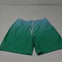 SILKWORLD Mens Swim Trunks Quick Dry Compression Liner 2 in 1 Shorts Men Swimsuit (X-Large, Blue Green Gradient)