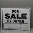 For Sale By Owner Sign, Black & White Plastic, 20 x 24-In.