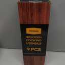 Mooues 9 Piece Natural Teak Wooden Kitchen Utensil Set with Spoon Rest - Comfort Grip Cooking Spoons and Utensils Holder