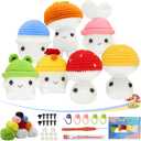 WUEURU 7 PCS Crochet Kit for Beginners,Crochet Starter Kits for Adults,Craft Knitting Crocheting Kits,Mushroom with Step-by-Step Video Tutorials