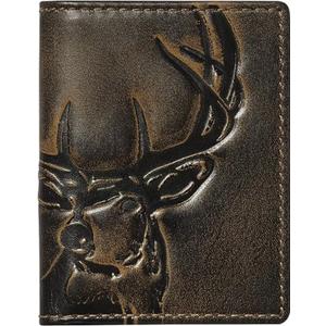 Fancial men's wallet | Minimalist double fold card holder | High quality leather, black