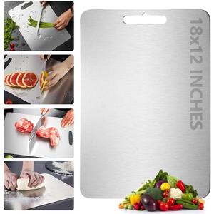 100% Pure Titanium Cutting Board for Kitchen  Non-Toxic, Double-Sided, Eco-Friendly, Dishwasher Safe, Rustproof, Knife-Friendly Chopping Board for Meat, Vegetables & Fruits (18 x 12 in)