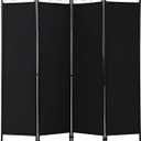 FDW 4 Panel Room Divider and Folding Portable Partition Screen, 6FT Wall Divider Screen for Dorm Bedroom Office, Coal Black