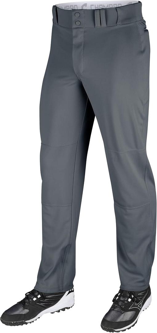 CHAMPRO Boys Open-Bottom Loose-Fit Baseball Pant with Adjustable Inseam and Reinforced Sliding Area (X-Large, Graphite)