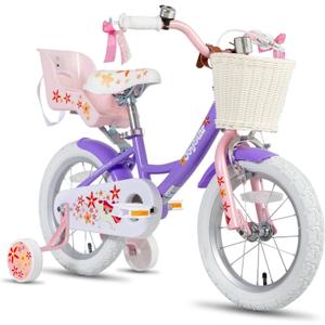 JOYSTAR Unicorn Kids Bike for Girls Ages 2-9 Years Old, 12 14 16 18 Inch Kids Bike with Training Wheels, Doll Seat, Streamers and Basket, Toddler Girls Bike, Multiple Colors (Purple)