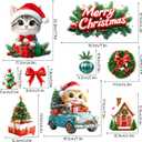2 x 9 Sheets Christmas Cats Window Clings Reusable Cats Animal Xmas Tree Window Decals Double Side Printed Window Stickers Glass Door Home Party Supplies Showcase Decoration (Skjd2340)
