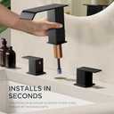 FORIOUS Bathroom Faucets 3 Hole,Matte Black 8 Inch Widespread Bathroom Sink Faucet Waterfall Spout, with Pop Up Drain and Water Supply, Suitable for Vanity Rv Commercial Lavatory Restroom