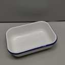Kichvoe Enamel Baking Pan: Enamelware Roasting Pan Oblong Cake Dish Enameled Steel Baking Dish Lasagna Tray Rectangular Serving Tray Food Container White, 8.66 * 6.29 * 2.16inch