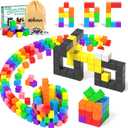 54 PCS Magnetic Blocks, Magnetic Building Blocks for Toddlers 3+, Montessori Toys, Magnet Cubes, Preschool STEM Educational Sensory Magnet Toys for Kids Ages 3-5 Year Old Boys and Girls