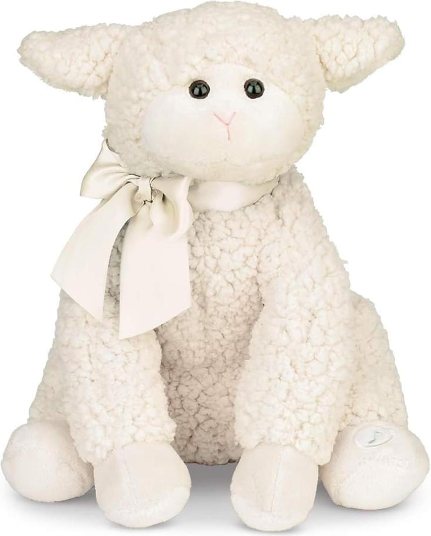 Bearington Baby Blessings Lullaby Musical Lamb White Plush Stuffed Animal, Adorable, Soft and Cuddly, Great Gift for Kids of All Ages, Birthdays, Holidays and Special Occasions - 12 inches