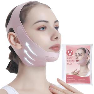 Facial Lifting Belt - V Line Lifting Mask Chin Strap,Face Lift Tape with Adjustable Straps, V-Shaped Double Chin Reducer, 3D Contoured Design for Facial Shaping,Jawline Shaper and Sleeping