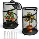 2 Pcs Pop Up Mesh Plant Protectors, 21 x 13 Foldable Garden Cover, Specifically Designed for Outdoor Vegetables, Seedlings & Flowers, Animal Barrier Cloches with Stakes (Black)