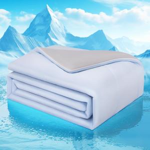 Cooling Comforter Queen Size Double Sided Cold Cooling Blanket for Hot Sleepers Night Sweats,Q-Max 0.4 Lightweight Soft Breathable Smooth Cool Summer Comforter Blanket (Light Blue, 90" x90)