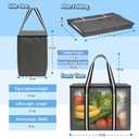 4 PieceInsulated Reusable Grocery Bags with Zippered Top - Heavy Duty Foldable Shopping Tote Bags for Food Delivery, Collapsible Thermal Cooler Bag for Hot Cold Groceries
