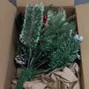 20" Prelit Small Christmas Tree with Lights, Battery Operated Xmas Tree with Pine Cones & Red Berries, Frosted Urn Filler, 50 LED Warm Lights with Timer, Outdoor for Porch and Pathway, 1 Pack