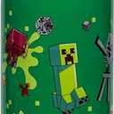 Zak Designs Minecraft Sage Kids Water Bottle For School or Travel, 19oz Stainless Steel Water Bottle With Straw, Handle, and Leak-Proof, Pop-Up Spout Cover (Steve, Alex, Mobs)