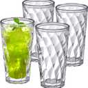Amazing Abby - Alps - 22-Ounce Insulated Plastic Tumblers (Set of 4), Double-Wall Plastic Drinking Glasses, All-Clear High-Balls, Reusable Cups, BPA-Free, Shatter-Proof, Dishwasher-Safe