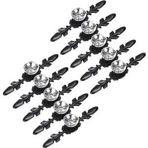 Sumnacon 10 Pcs 4.7" Drawer Dresser Knobs Pull Handles - Crystal Glass Diamond Decorative Knobs with Plate, Cabinet Cupboard Door Knobs with Screws for Kitchen Bathroom Office Decoration, Black