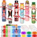 DPKOW 12 Pack Nutcracker Christmas Crackers Gifts Boxes with Hats Riddle Cards(Non-Snap), DIY Christmas Crackers with Prizes, Holiday Cracker Xmas Gifts Nutcracker Treats Boxes Party Table Cracker