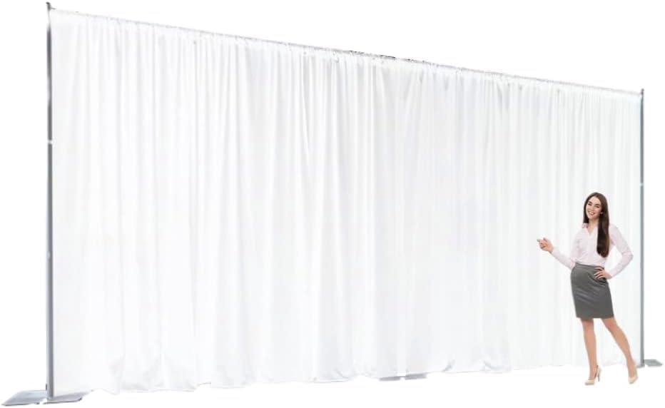 Extra Wide Two Layers One Piece Trade Show Booth Backdrop, White, 25x8ft, 96"W x 300"L