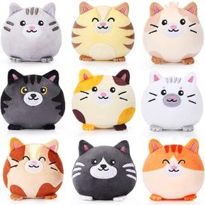 Libima 9 Pcs Mini Stuffed Animals Gifts 3.15 Inch Small Plush Keychains Cute Ornaments Bulk Toys for Baby Shower Birthday Party Gift Bags Fillers Valentines Easter Basket Stuffers (Cat)
