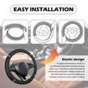 Bling Steering Wheel Cover Women,Rhinestones Sterring Wheel Cover with Two-Tone Leather,Anti-Slip Car Wheels Covers Car Accessories Fit for Diameter Ranging from 14.17 to 15.35" (Black)