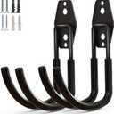 GeeWatom Garage Storage Utility HooksGarage Garden Tool OrganizerSteel Wall Mount Hooks, Large Garden U Hooks 2 Pack (Type-2-Black)