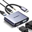 5 in 1 USB C Hub, Type c to VGA HDMI MultiPort Adapter, 4K HDMI, VGA, 100W PD, USB3.0 Port, Audio Jack, Compatible with Switch/Steam Deck/Rog Ally/iPhone 15 16/MacBook Pro/Air/iPad Pro, iMac, S23