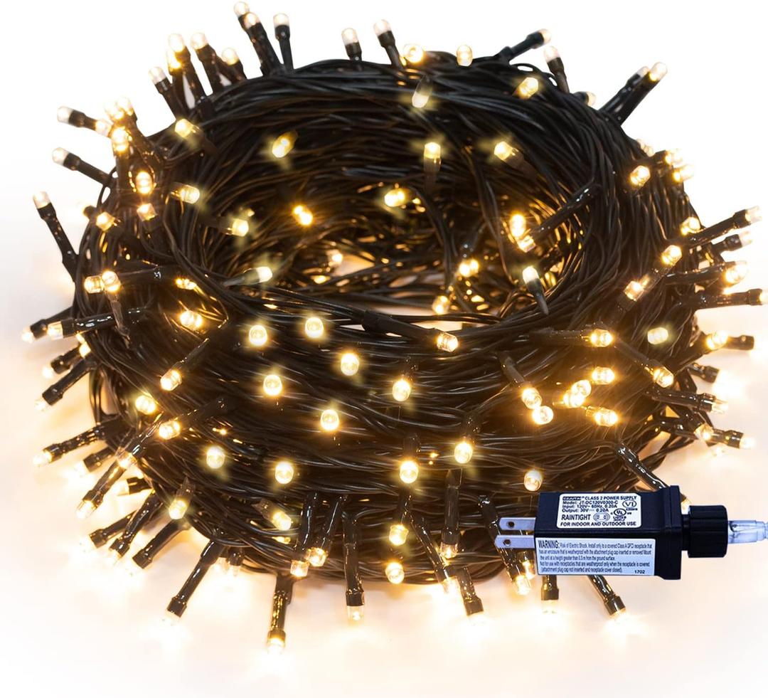 Christmas String Lights Warm White  320 LEDs 115ft/35m 8 Modes EndtoEnd Plug in Outdoor Indoor Waterproof Decorative Fairy Twinkle Lights for Halloween/Tree/Wedding/New Year/Thanksgiving/Patio