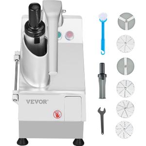 VEVOR Food Processor & Vegetable Chopper, 2 Feeding Holes Food-Grade Stainless Steel Food Processor Chopper with Detachable 6 Blades, 3mm/5mm/7mm/10mm Shredder, 2mm/4mm Slicer, for Vegetables, Fruit