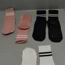 Pilates Socks With Grips for Women: Cute Non Slip Crew Gripper Yoga Sock - Grippy Sticky for Hospital/Dance Barre/Workout - Elderly Postpartum Slipper 3-Pair Set Size S/M 5-10