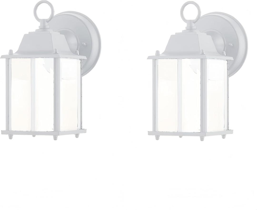 WISBEAM White Outdoor LED Wall Lantern, 2 Packs Outdoor Porch Light Fixture, Aluminum Housing Plus Glass, Wet Location Rated, ETL Qualified, 3000K