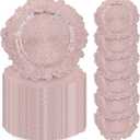 50 Pcs Rose Gold Charger Plates Bulk, 13" Reef Plate Chargers for Dinner Plates, Plastic Floral Decorative Plates for Table Setting, Round Table Chargers for Wedding, Party, Event, Decoration