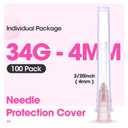 34 Ga 5/32 Inch Lab Syringe Needle, Disposable Dispensing Lab Supplies, Individually Wrapped, Box of 100