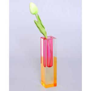 Acrylic Vase, Bud Vase for Centerpieces, Maximalist Decor Cute Flowers Vases for Modern Home, Office, Bedroom, Living Room, Dining Table (Fluorescent Pink, Sunny Orange)