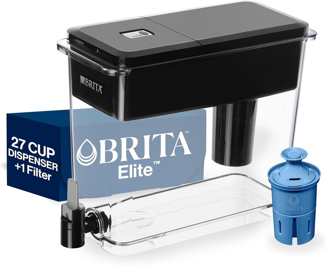 Brita Water Dispenser, UltraMax Elite Filter, Removes 99% of Lead, Includes 1 Filter, 27-Cup Capacity, Black